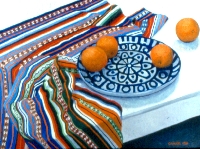 Oranges with a Striped Cloth
