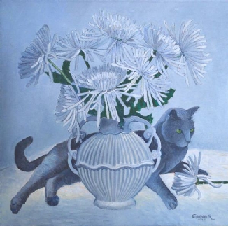 Miss Puss and the Spider Mums