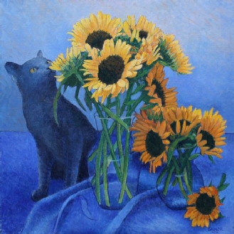 Miss Puss and the Sunflowers