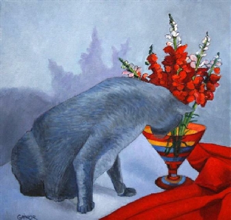 Miss Puss and the Snapdragons